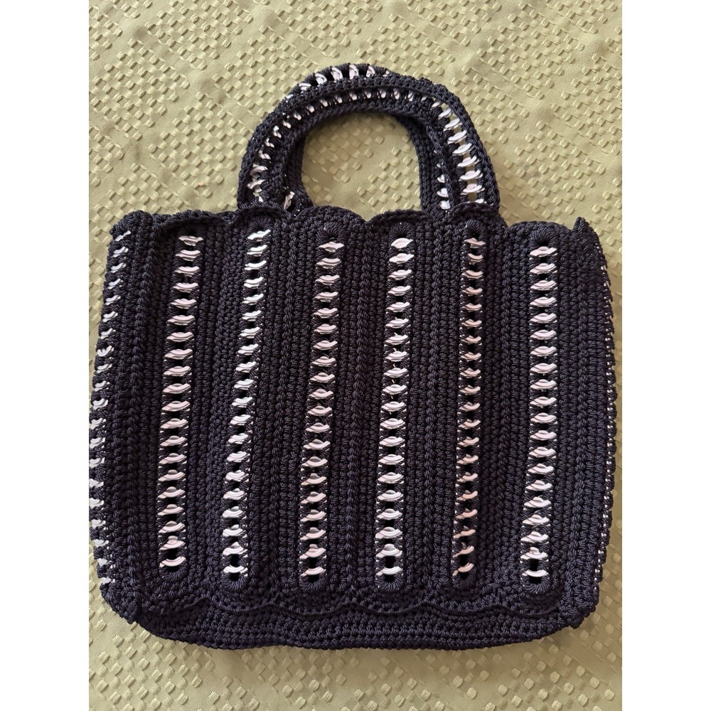 Handmade Soda Pop Tab Crochet Tote Bag Black Upcycled Boho Purse